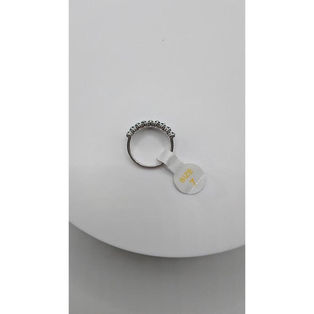 Silver Tone Ring With Blue Rectangular Stones Siz… - image 6